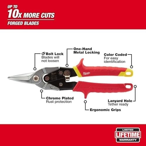 Milwaukee T48224530 Ağır Hizmet Tipi Kaportacı Makası Düzi Kırmızı