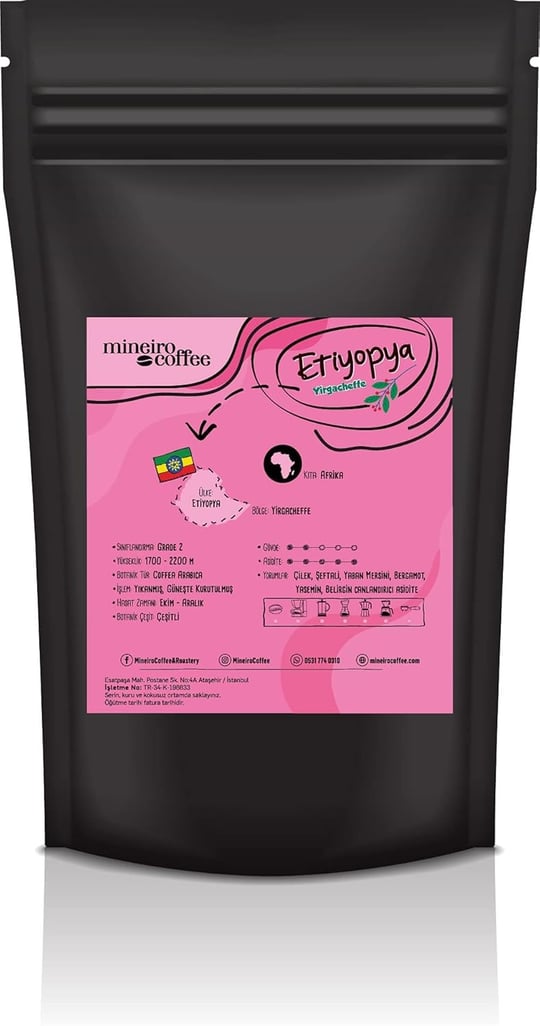 Mineiro Coffee Etiyopya Yirgacheffe Single Origin Cekirdek Kahve 250 Gr