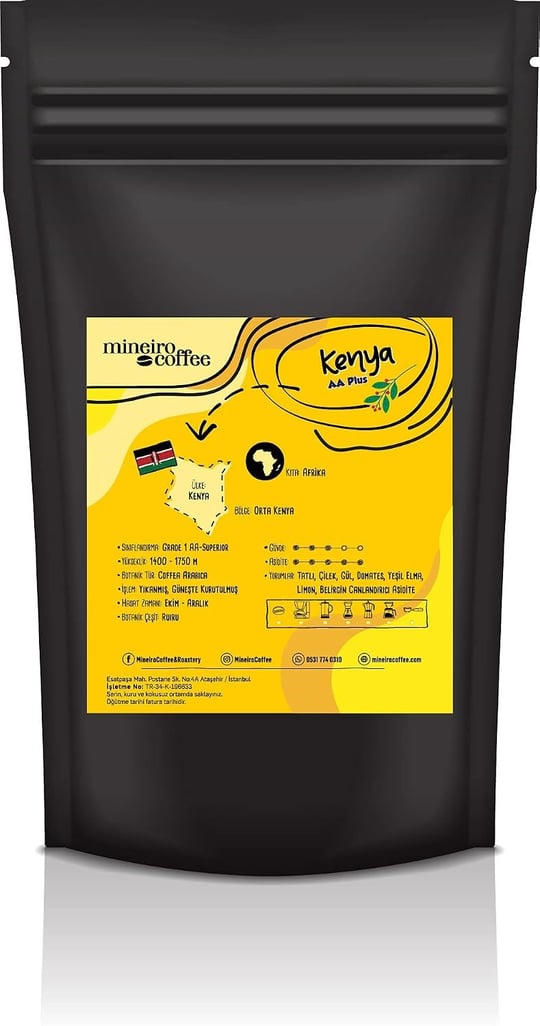 Mineiro Coffee Kenya Aa+Single Origin Filtre Kahve 250 Gr - Seçenekler: Filtre Kahve, Moka Pot, Cekirdek (2 paketi), Cekirdek...