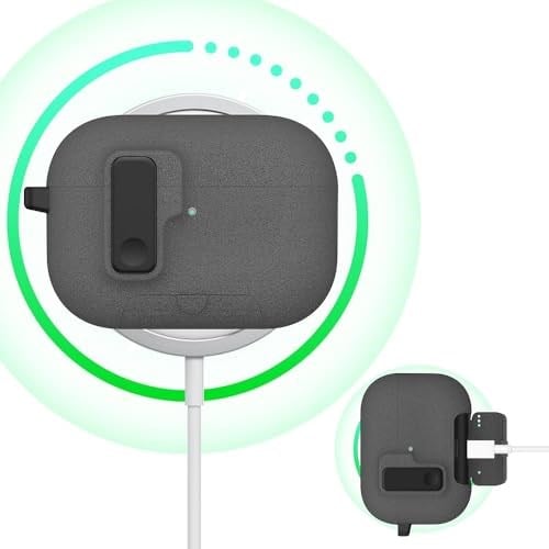 Minesk Airpods Pro 3 ile Uyumlu Fabric Serisi Özel Kilitli Tasarım ve Kumaş Yüzeyli Kılıf Darbelere Karşı Koruyucu Kapak (Gri, Airpods Pro  - Seçenekler: Airpods Pro 2, Airpods Pro 3 (2025), Airpods 4