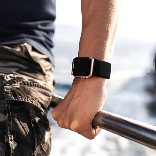 Minesk Apple Watch için Uyumlu Bilek Kalınlığına Göre Ayarlanabilir Yumuşak Kumaşlı ve İnce Görünümlü Dayanıklı Sık Dokuma K - Seçenekler: Siyah, No-2, No-3, No-4, No-5, No-7, No-10, Haki, Koyu Gri...