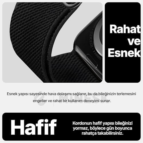 Minesk Apple Watch için Uyumlu Bilek Kalınlığına Göre Ayarlanabilir Yumuşak Kumaşlı ve İnce Görünümlü Dayanıklı Sık Dokuma K - Seçenekler: Siyah, No-2, No-3, No-4, No-5, No-7, No-10, Haki, Koyu Gri...