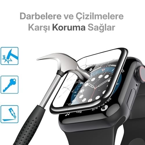 Minesk Apple Watch ile Uyumlu Nano-PPF Ekran Koruyucu Tam Kaplayan Tasarım ve Güçlü Yapışkan (41 MM) - Bedenler: 38 MM, 41 MM