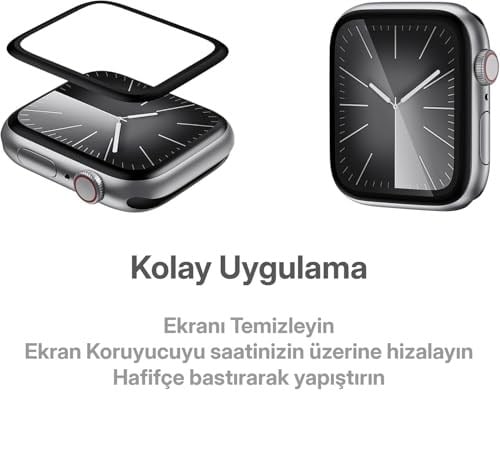 Minesk Apple Watch ile Uyumlu Nano-PPF Ekran Koruyucu Tam Kaplayan Tasarım ve Güçlü Yapışkan (41 MM) - Bedenler: 38 MM, 41 MM