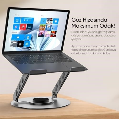 Minesk Macbook ve Laptop Standı 360 Derece Dönebilen Boyutu Ayarlanabilir Alüminyum Alaşım Ergonomik Tasarım Bilgisayar Tutucu (Bilgisayar Standı) - Seçenekler: Bilgisayar Standı, Tablet Standı