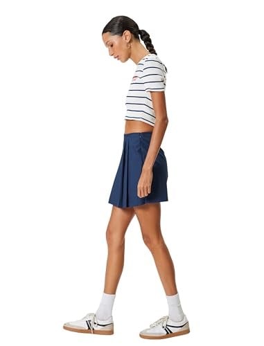Mini Şort Etek Pileli Standart Bel Slim Fit Pamuklu