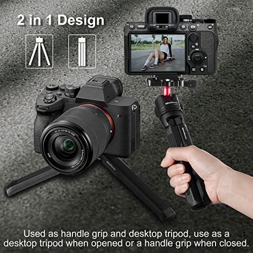 MINIFOCUS Alüminyum Mini Tripod - Taşınabilir Telefon ve Kamera Standı, 1/4  ve 3/8 Vida, Siyah