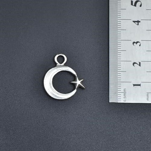 Minimal Ay Yıldız Örme Zincir Kolye - Gümüş Kaplama - Erkek Kadın Kolye - No:1517