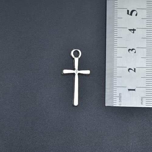 Minimal Haç Erkek Kadın Kolye Antik Gümüş Kaplama - 60 cm Düz Zincir