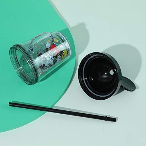 MINISO Mickey Mouse Lisanslı Kapaklı ve Pipetli Şeffaf Bardak