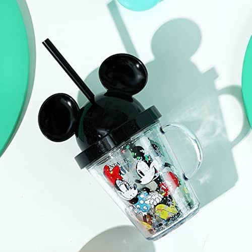 MINISO Mickey Mouse Lisanslı Kapaklı ve Pipetli Şeffaf Bardak