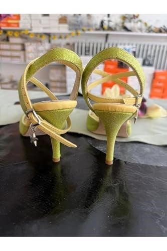 MİNTİ-MİNT YEŞİLİ SİMLİ KELEBEK MODEL KADIN TANGO DANS VE SALON AYAKKABISI 8,5 CM(13PONT) KONİ TOPUK - Bedenler: 37 EU, 38 EU, 39 EU, 41 EU