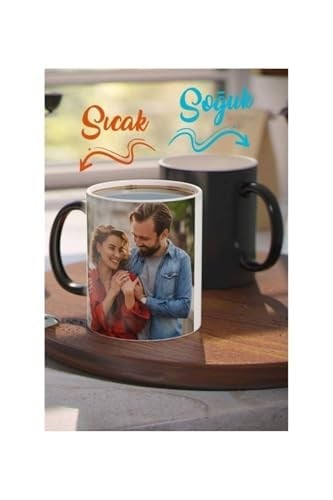 Miracix Kişiye Özel Resimli, Fotoğraf Baskılı Sihirli Kupa Bardak Hediyelik Siyah Tek Ebat