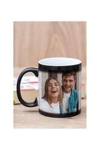 Miracix Kişiye Özel Resimli, Fotoğraf Baskılı Sihirli Kupa Bardak Hediyelik Siyah Tek Ebat