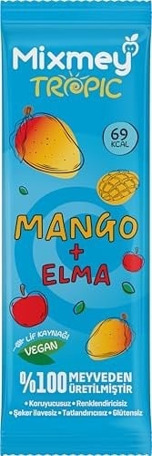 Mixmey Mango Meyve Barı 12 Adet | Sağlıklı Atıştırmalıklar – Vegan, Glutensiz, Koruyucusuz (20GR X 12 ADET)
