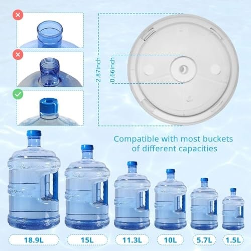 MJIYA 2,5 litre su sebili, Dağıtıcı De Agua para Botellon, evrensel su şişesi pompası, şalterli ve USB, kamp, mutfak, atölye, garaj için (beyaz)