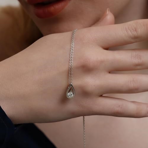 MM Madam&Matmazel Kadın Modası Sertifikalı Zirkon Taşlı Tek Taş Damla Gümüş Kolye, 925 Ayar Gerçek Gümüş, Kadın, Anne, Kız, Arkadaş Hediyesi