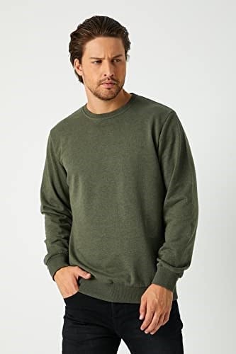 MMETALIC Erkek Basic Bisiklet Yaka Haki Sweatshirt