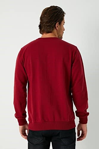 MMETALIC Erkek Bordo Basic Bisiklet Yaka Sweatshirt