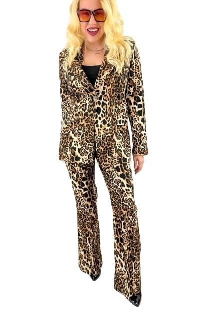 Modaonna Leopar Desenli Ceket Pantolon Takım