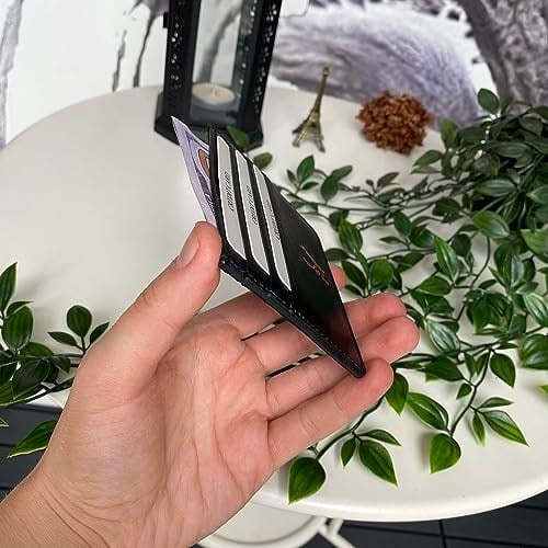 Modica Ducal - Hakiki Deri Ultra İnce Kartlık, Minimalist Kredi Kartı Kılıfı, Slim Kart Koruyucu, Ön Cep Cüzdanı (Siyah)