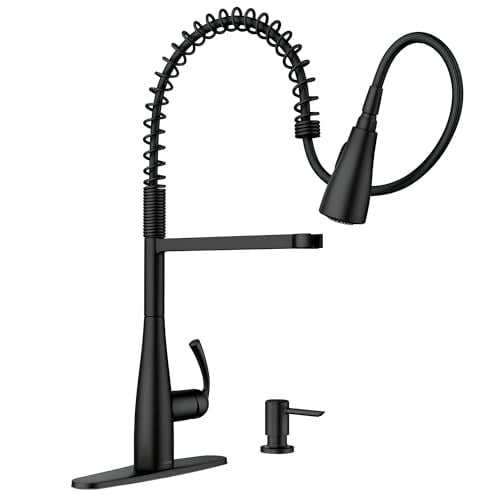 Moen Essie Mat Siyah Tek Kolu Yüksek Ark Pulldown Mutfak Bataryası, 87814BL
