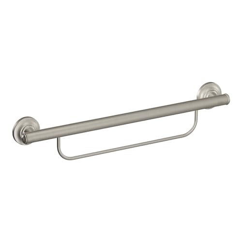 Moen LR2350DBN Evde Bakım Banyo Güvenliği 24 İnç Havlu Çubuklu Tutunma Çubuğu, Fırçalanmış Nikel