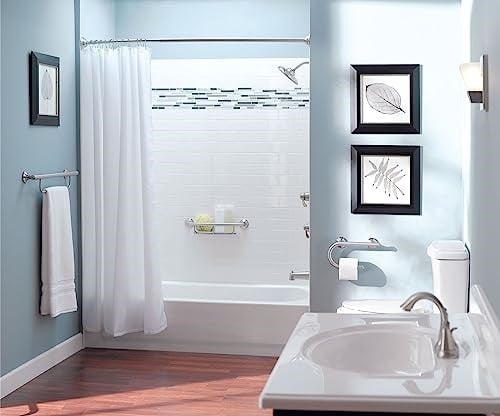 Moen LR2350DBN Evde Bakım Banyo Güvenliği 24 İnç Havlu Çubuklu Tutunma Çubuğu, Fırçalanmış Nikel