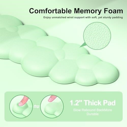 MOKURU Bilek Dayanımlı Bulut Mouse Pad, Bulut Klavye Bilek Dayanağı, Bilgisayar Klavyesi için Bilek Dayanağı, Bulut Mouse Pad Bilek Desteği, Ergonomik Bulut Klavye Fare Bilek Desteği (Yeşil1)