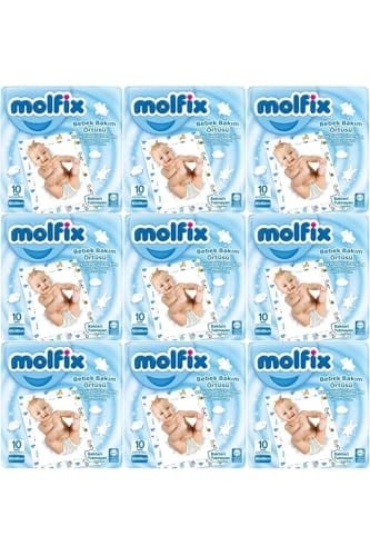Molfix Bebek Bakım Alt Açma Örtüsü, 60x60 cm, 9lu Set, 90 Adet