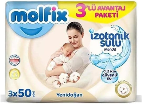 Molfix Yenidoğan İzotonik Sulu Islak Havlu 150 Yaprak