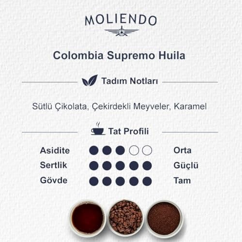 Moliendo Finest Coffe Colombia Supremo Huila Yöresel Kahve (Çekirdek) 250 g
