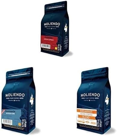 Moliendo Finest Coffee Colombia Medellin Supremo Yöresel Kahve 250 g+ Guatemala Antigua SHB Yöresel Kahve (Öğütülmüş Filtre Kahve) 250 g+ Breakfast Blend Filtre Kahve (Öğütülmüş Filtre Kahve) 250 g