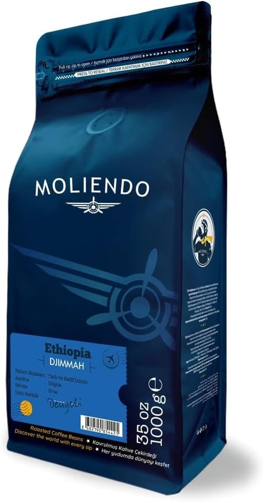 Moliendo Finest Coffee Ethiopia Djimmah Yöresel Kahve (Çekirdek Kahve) 1000 g