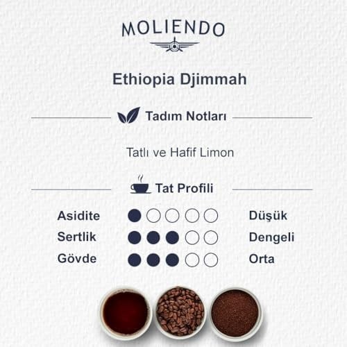 Moliendo Finest Coffee Ethiopia Djimmah Yöresel Kahve (Çekirdek Kahve) 1000 g