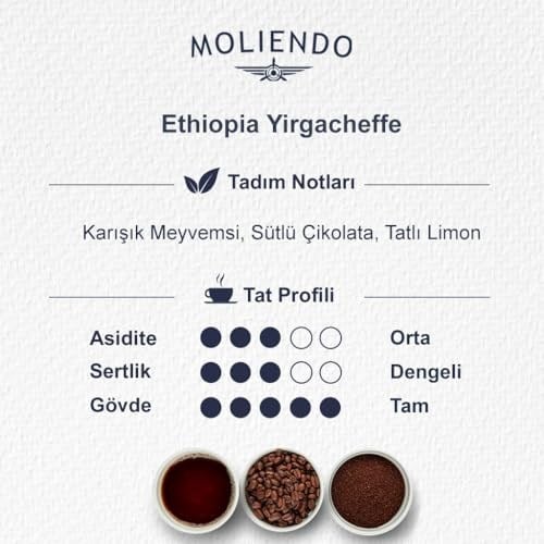 Moliendo Finest Coffee Ethiopia Yirgacheffe Yöresel Kahve (Çekirdek) 250 g