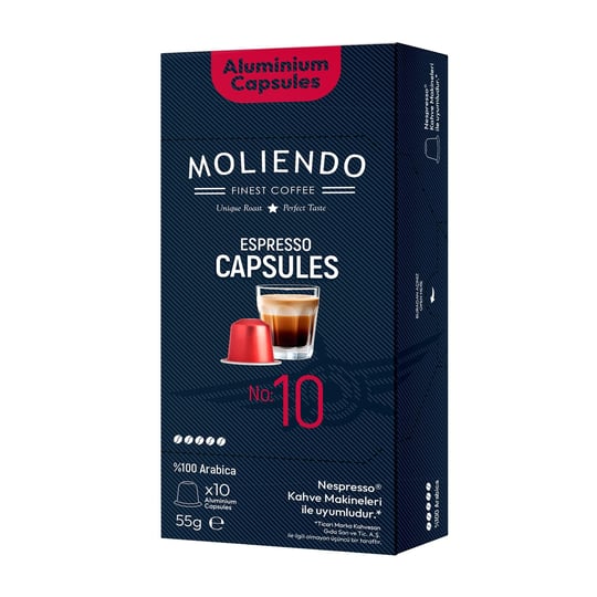 Moliendo Finest Coffee Kapsül No:10 Nespresso Uyumlu Alüminyum Kapsül 10 Adet