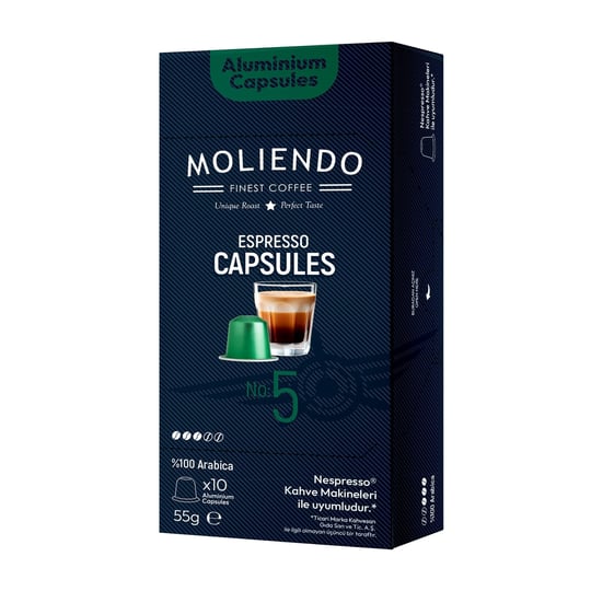 Moliendo Finest Coffee Kapsül No:5 Nespresso Uyumlu Alüminyum Kapsül 10 Adet