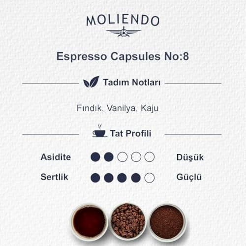 Moliendo Finest Coffee Kapsül No:8 Nespresso Uyumlu Alüminyum Kapsül 10 Adet