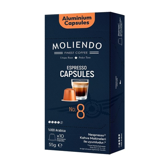 Moliendo Finest Coffee Kapsül No:8 Nespresso Uyumlu Alüminyum Kapsül 10 Adet