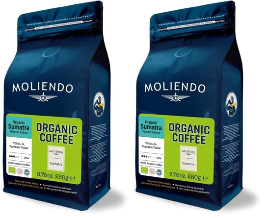 Moliendo Finest Coffee Organic Indonesia Sumatra Yöresel Kahve (Çekirdek) 250 g (2 paketi)