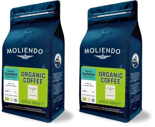 Moliendo Finest Coffee Organic Indonesia Sumatra Yöresel Kahve (Çekirdek) 250 g (2 paketi)