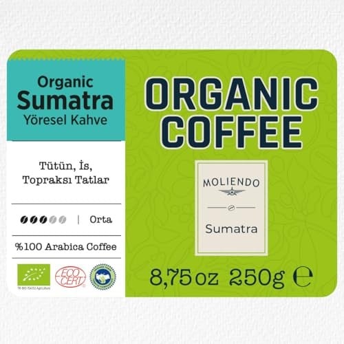 Moliendo Finest Coffee Organic Indonesia Sumatra Yöresel Kahve (Çekirdek) 250 g