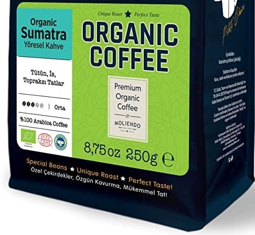 Moliendo Finest Coffee Organic Indonesia Sumatra Yöresel Kahve (Çekirdek) 250 g (2 paketi)