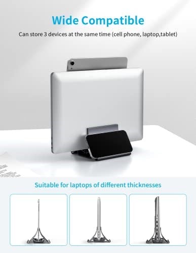 MOMAX Dikey Dizüstü Bilgisayar Standı Tutucu, Arch Gravity Otomatik Kilitleme Tutucu Depolama Yuvası, Masa Düzenleyici için Yer Tasarrufu, Tüm MacBook/iPad/Dell/Chromebooka Uyar, Çift Dizüstü
