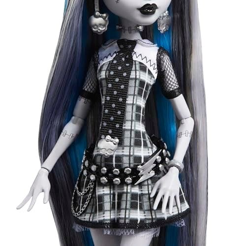 Monster High Reel Drama Bebek, Frankie Stein Siyah Beyaz, Bebek Boyutu ve Yaşam Boyu Posterlerle Koleksiyonluk Reprodüksiyon, Korku Flick Teması - Seçenekler: Frankie Stein, Clawdeen Kurt