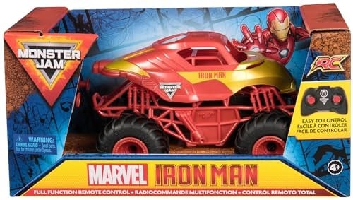 Monster Jam, Marvel Iron Man RC, Iron Man tasarımlı uzaktan kumandalı kamyonet, iç ve dış mekanlar için,1:24 ölçek, 3 yaşından itibaren