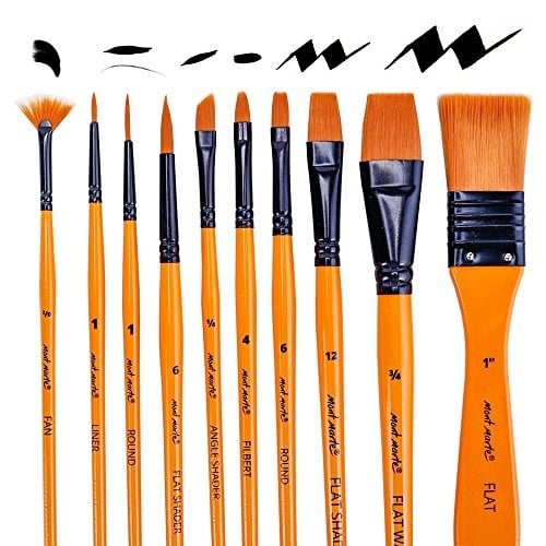 Mont Marte Art Paint fırça seti, akrilik, 11 adet (10 boya fırçası + fermuarlı kılıf)