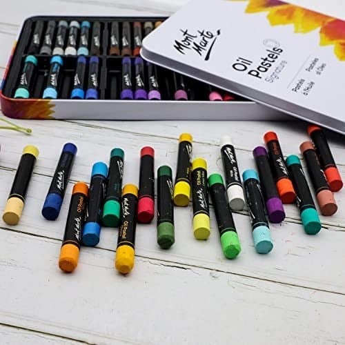 Mont Marte Yağlı pastel boya seti, 48 adet, yumuşak yağlı tebeşir, yoğun renkler, yüksek pigmentasyon, resim ve çizimler için ideal