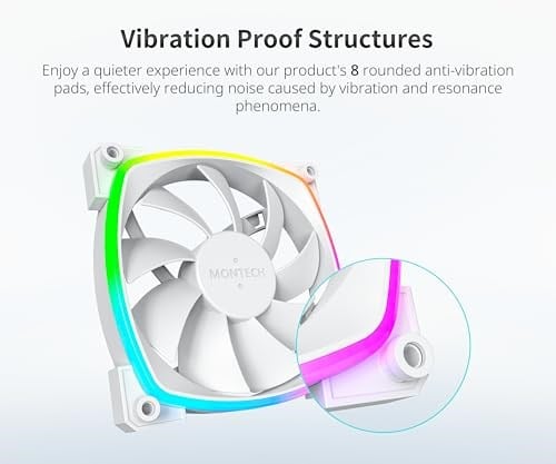 MONTECH AX 120MM - PWM Fan - Sessiz Performans - Yüksek Hızlı 1600PWM - HDB Rulmanlı Üst Düzey Dayanıklılık - Çarpıcı Dış Halka ARGB Aydı - Bedenler: 120mm, 360mm, AX 3ü 1 Arada Paket, HyperFlow ARGB